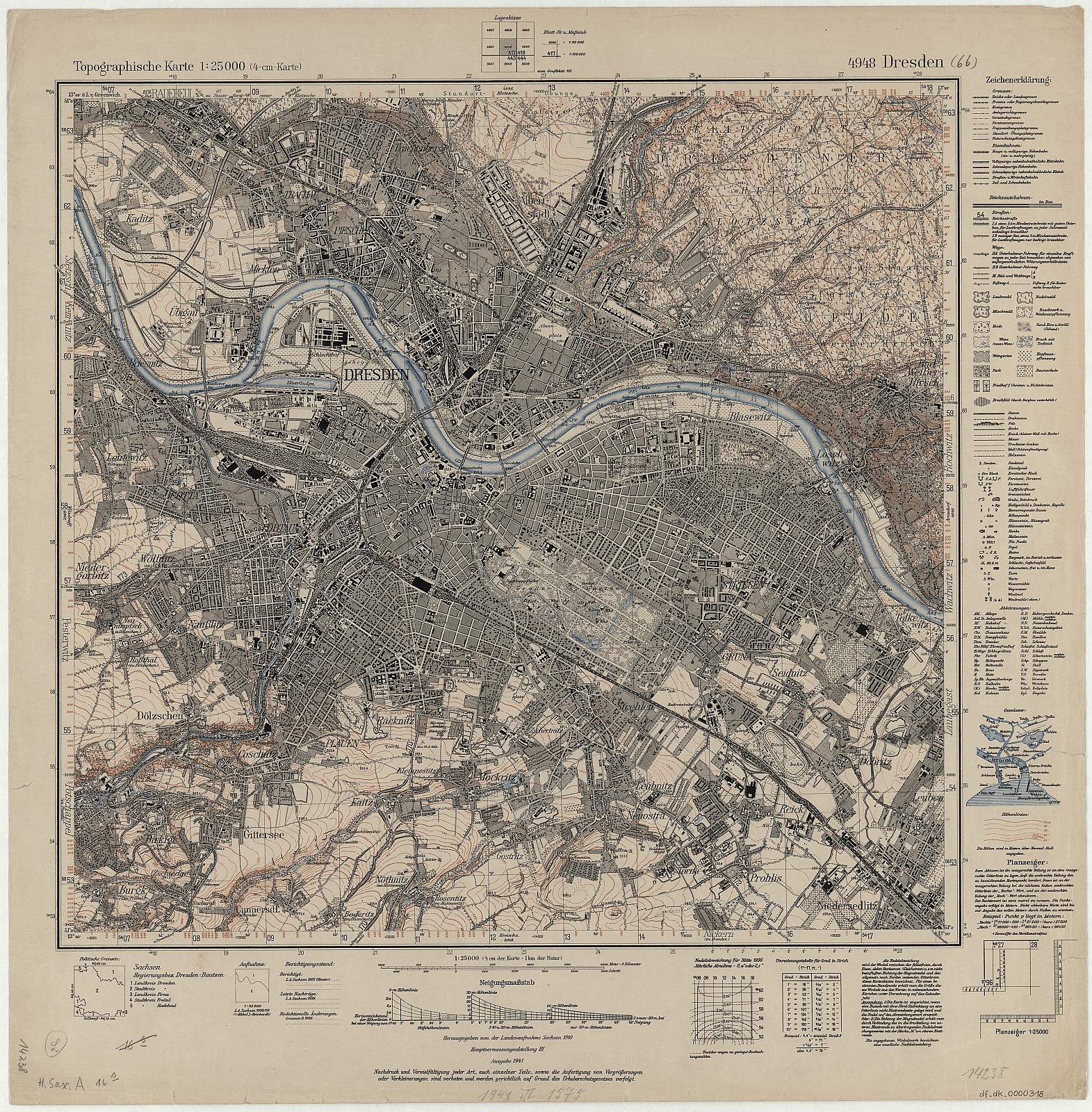 Section Dresden aus: Topographische Karte (Meßtischblätter) Sachsen