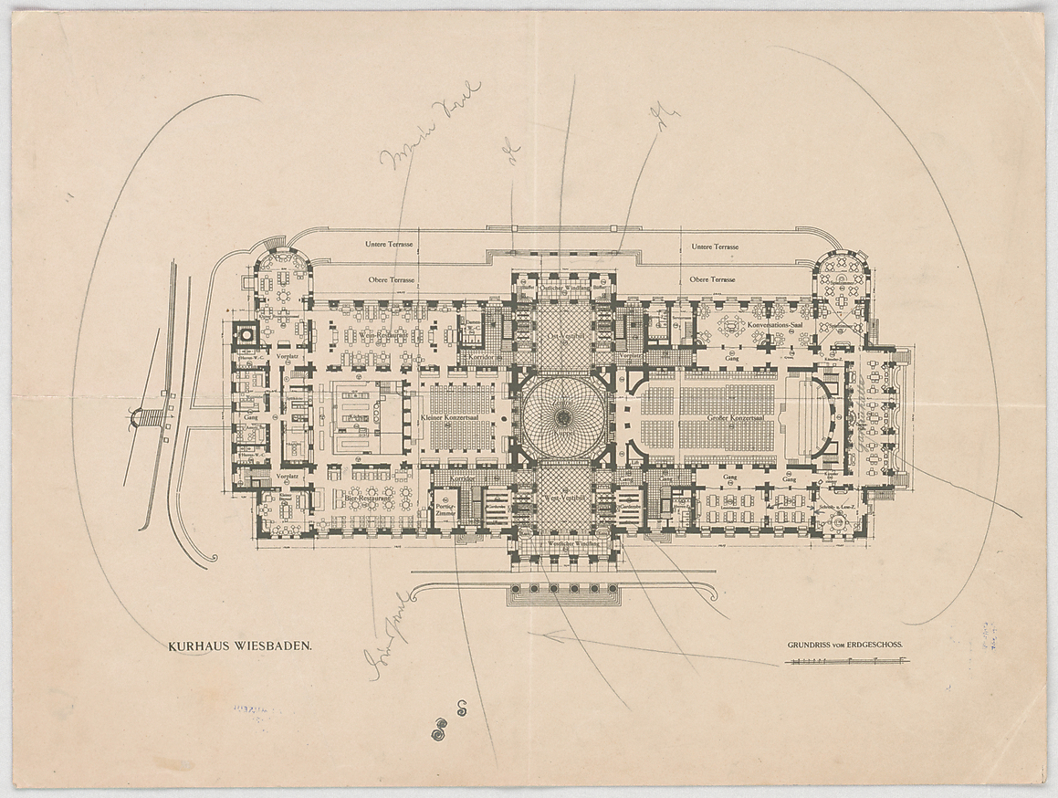 Thiersch Friedrich Von Wiesbaden Kurhaus Grundriss Eg
